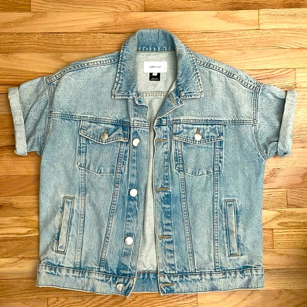 Current/Elliot Short Sleeve denim jacket button up with two inside pockets Sz 0